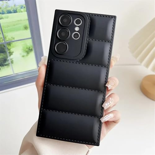 Étui de téléphone en duvet Samsung S25 Ultra et A35, coque noire anti-glisse et antichoc