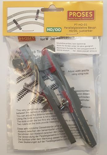 Proses PT-H0-01 Abstandhalter einstellbar für Gleise Spur H0 HO 1:87 zum gleichmäßigen Verlegen von Gleisen Schienen Adjustable Track Tool
