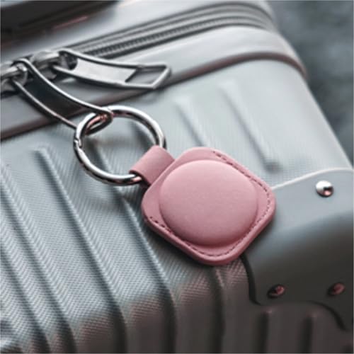 Image of Leather Case Keychain (Pink) - Protective Holder Compatible with Apple AirTag 1 & 2 for Keys, Pet Collars, Bags & Luggage - Scratch-Resistant, Soft Touch, Secure Ring | Pink