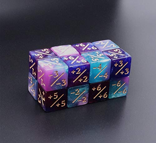Creebuy 16Pcs Dice Counters Token Loyalty Dice D6 Glitter Dice Cube Compatible With Mtg,Magic The Gathering, Ccg, Card Games Accessory(Nebula Dice) #TOP3