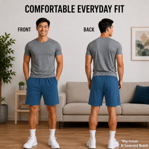 Image of Essential Elements Mens 3 Pack 100% Cotton Lounge Pajama PJ Shorts