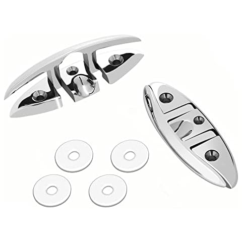 Boat Flip Up Cleat 6 inch Folding Cleat 316 Stainless Steel Flip Up Dock Cleat,Marine Folding Pull Up Cleat,Boat Dock Flip Up Cleats,Marine Folding Cleats for Boats with Fasteners Cover