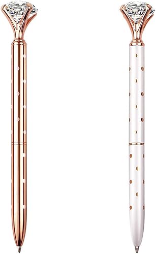 lasenersm 2 bolígrafos de diamante, bolígrafos de escritura diaria, bolígrafos de diario, bolígrafo de diamante, bolígrafo de metal, bolígrafos