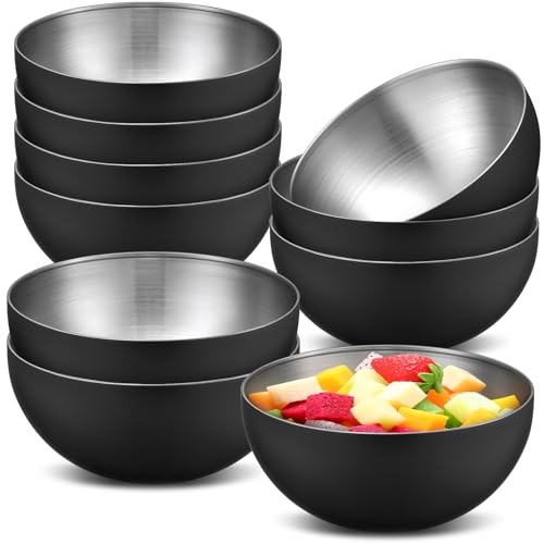 Nuogo 10 Pcs 5.9 Inch Black Bowls Stainless Steel Esthetician Facial Bowls