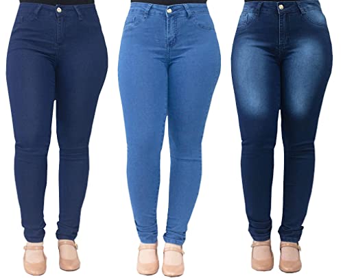 Kit Atacado 3 Calças Jeans Feminina Cintura Alta. (44)