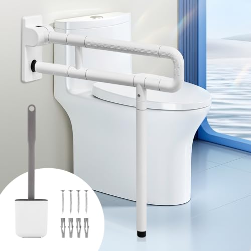 YUCHENGTECH Barra de Apoyo para Inodoro Plegable 70cm Barra Inodoro Acero Inoxidable Barra WC Minusvalidos Abatible Soporte WC para Mayores Barra de Apoyo para WC Barra de Agarre para WC Soporta 250kg