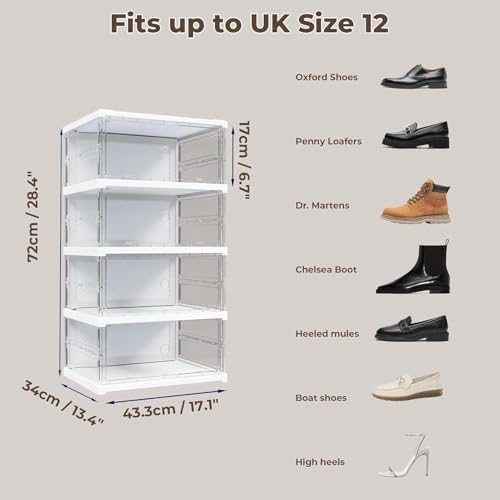 Boîte à chaussures transparente magnétique empilable pour l'organisation - 7