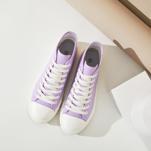 Image of Uoidru High Top Sneakers for Women Canvas Shoes White Canvas High Tops Women Casual Shoes Lace Up Fashion Sneakers
