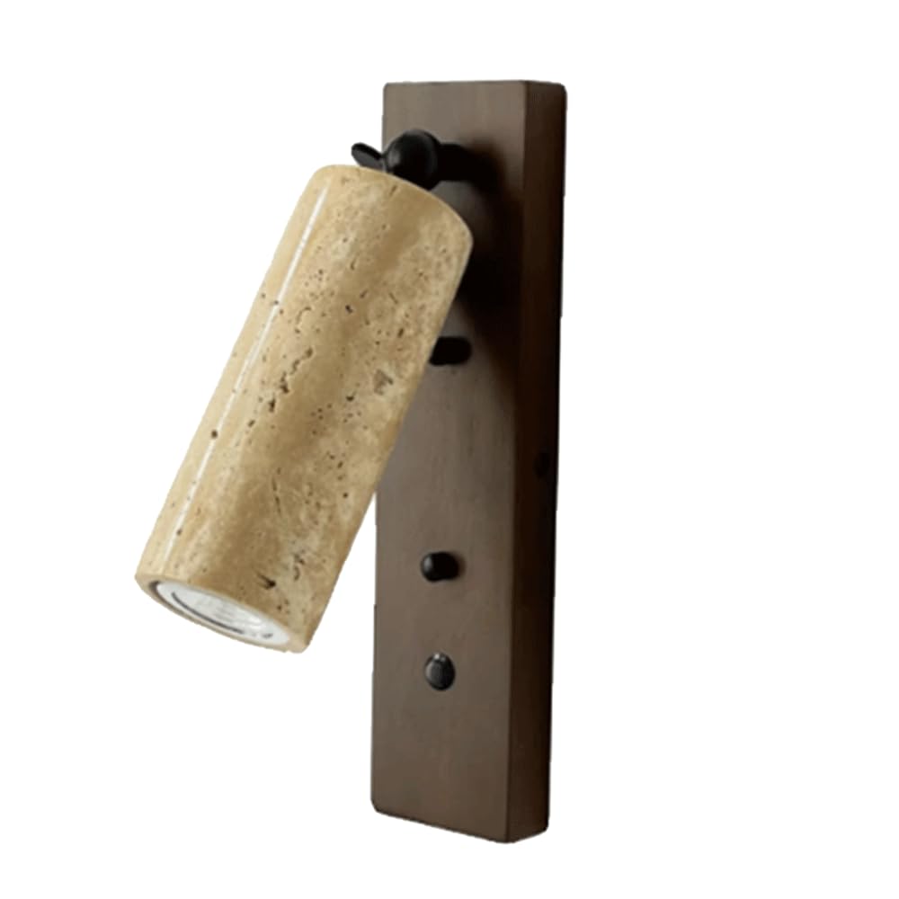 SHUANGZ Natural Wall Mount Lights Modern Yellow Travertine Wall Lamp Retro Industrial E27 Spotlight Wall Mount Sconce Japanese Style Indoor Sconces Lighting for Bedroom Hallway Stone Wall Light