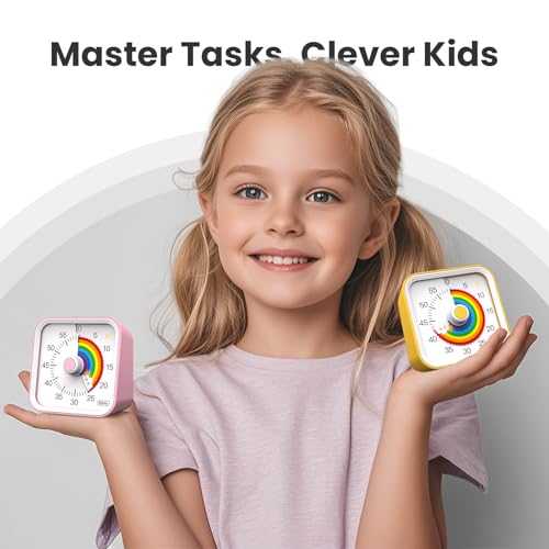 Visual Timer for Kids, Rainbow Timer with Pause Function, Pink - Image 2