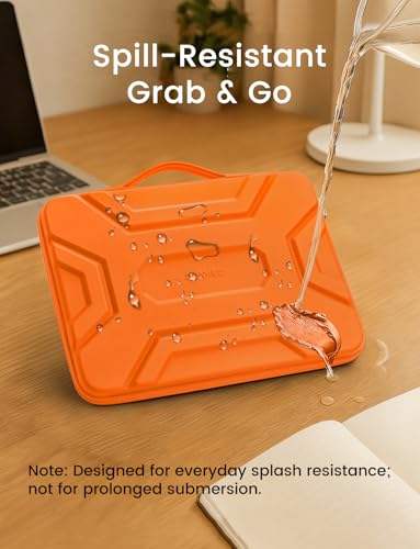Image of DOMISO 14 inch Laptop Sleeve with Handle, Shockproof & Waterproof EVA Protective Laptop case, Hard Laptop Sleeve for 14 inch HP Dell Asus Lenovo Laptop, Orange