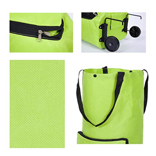 Nsdsb Einkaufstrolley, wasserdicht, Oxford-Gewebe, faltbar, Grün – Bild 6