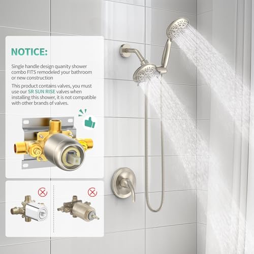 Image of SR SUN RISE Dual 2 in 1 Shower System with Handheld,Brushed Nickel