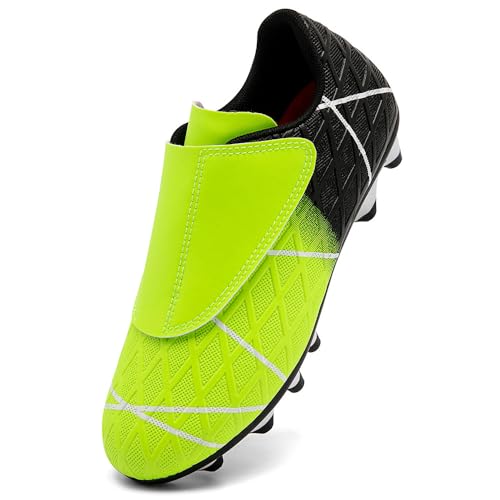VTASQ Zapatos de Fútbol Niño Profesional Zapatos de Entrenamiento Adolescentes Deporte Atletismo Botas de Fútbol Cesped Artificial Zapatillas de Fútbol Negro Verde EU34