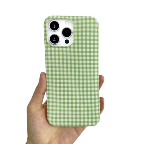Coque élégante iPhone 17 Pro Max vichy vert sauge anti-rayures