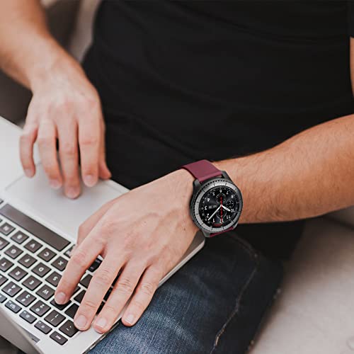 Meliya Bands For Samsung Gear S3 Frontier/Classic Bands For Women Men, 22Mm Adjustable Soft Silicone Sport Strap Replacement Band For Samsung Gear S3 Frontier/Gear S3 Classic Smartwatch 4Pack(Gray+Black+Bluegray+Winered) #TOP5