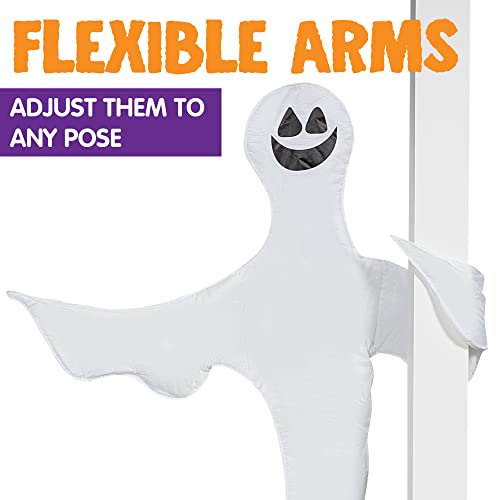 Image of JOYIN 2 Pcs 53 inch Halloween Decoration Outdoor, Halloween Tree Wrap Ghost Decoration Outdoor, Smiling Hanging Ghost Design for Lawn, Tree, Party Supplies, Haunted House Wrap Decor