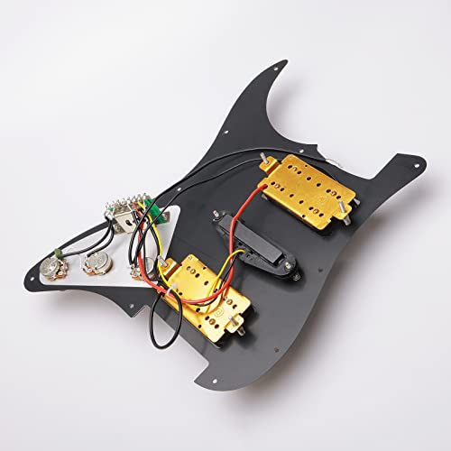 Pxyelec HSH Loaded Pickguard Black Wired Plate for Fender Strat Guitar Replacement - Image 3