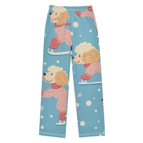ZZXXB Poodle Skiing Boys Long Pants Soft Trousers Elastic Waist Kids Lounge Bottoms with Pockets S-XL