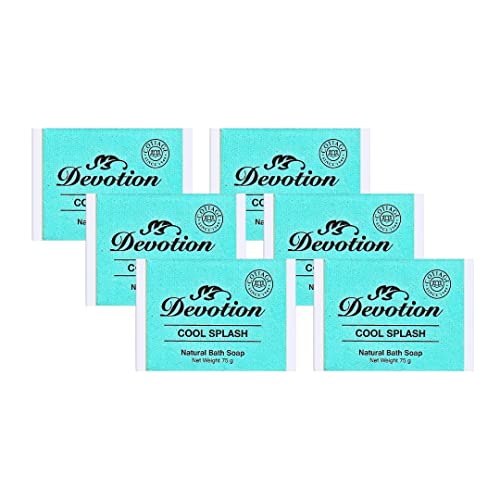 Image of Devotion Cool Splash Natural Bath Soap - Pack of 6 | 75g Bars | Refreshing, Hydrating, and Gentle on Skin