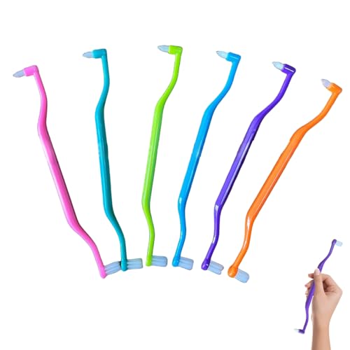 6-teilige Zahnspangen-Zahnbürste 2-in-1-Doppelkopf-Zahnspangenbürste für Interdental- und Weisheitszähne weiche einbüschelige kieferorthopädische Zahnbürste – Bild 4