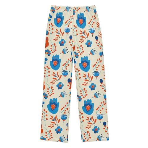 J JOYSAY Floral Berry Branch Beige Pajamas Pants Soft Long Pajama Bottoms Lounge Sleep Pants Size S-XL