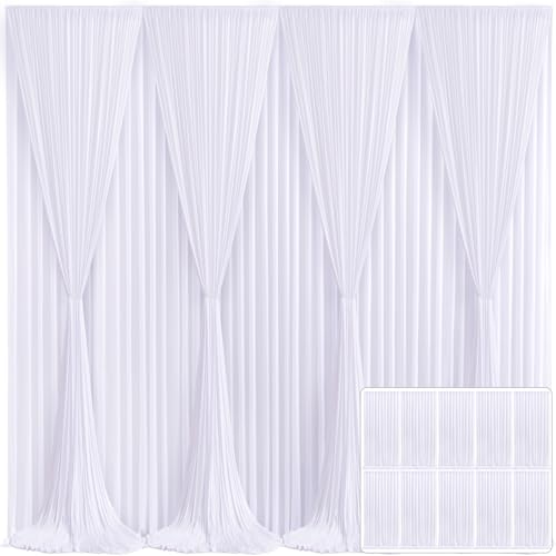 10 Panels White Backdrop Curtain for Parties Wedding Wrinkle Free White Photo Curtains Backdrops Drapes Fabric Decoration for Baby Shower Birthday Party 50ft(W) x 10ft(H)