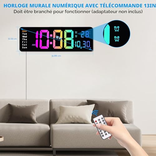 Horloge digitale pour la maison connectée, grand écran LED de salon - 4