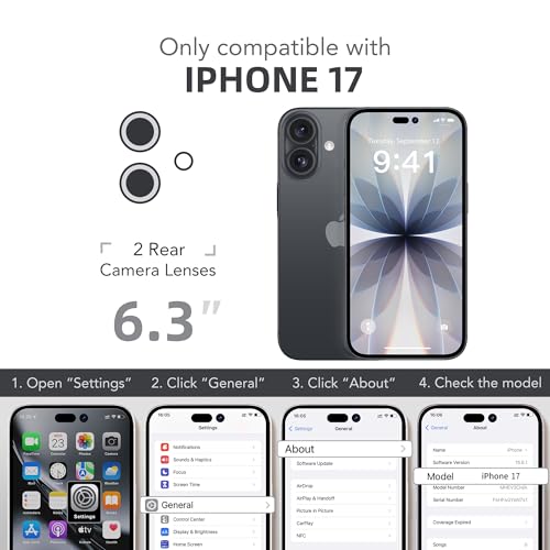 BERFY for iPhone 17 Case, Compatible with MagSafe, Built-in Glass Screen Protector, Camera Protection, Shockproof Full Body Phone case 6.3", Clear Black by BERFY - Used condition - Image 9