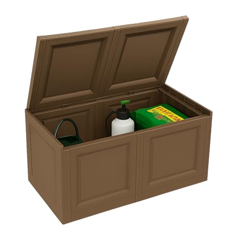 ✅ RICEVERAI - un baule contenitore a 2 moduli con finitura a riquadri effetto legno di colore Wengé, misura 86x40x42 cm. Unisce l’estetica calda del legno alla resistenza della plastica di alta qualità, offrendo una soluzione elegante e funzionale per tenere in ordine ambienti interni o esterni come giardino, terrazzo, balcone o veranda. Prodotto Made in Italy con materiali di prima scelta.