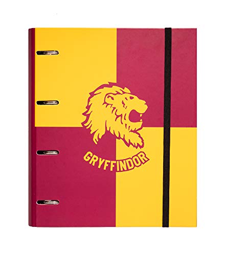 Official Harry Potter Gryffindor 4 Ring Binder - A4 Folders Ring Binder - 10.6 x 12.6 inches / 27 x 32 cm - Ring Binder A4 - A4 Ringbinder - 4 Ring Binder A4 - Cute Stationary - Harry Potter Gift