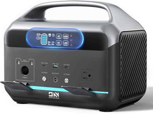 Image of Portable Power Station 600W (1200W Surge), 576Wh LiFePO4 Electric Generator with 1Hr Fast Charging, 100W USB-C PD Output, Solar Power Bank for Home Emergency, Camping, RV Travel, CPAP (Solar Optional)