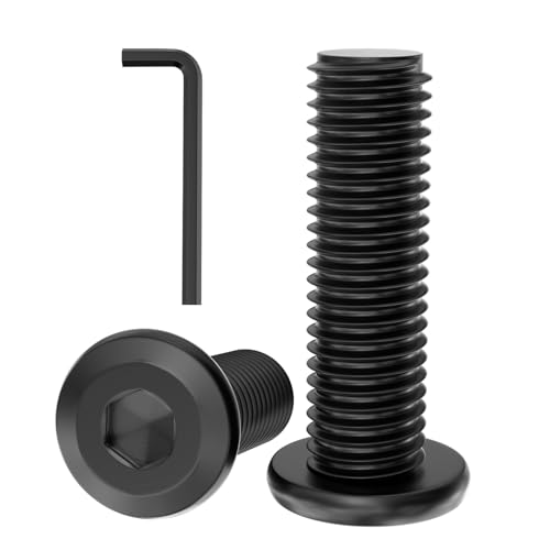 GUEEYUAW 30 Piezas Tornillos De Cabeza Plana Hexagonal M3 x 8 mm, Acero Inoxidable 304 A2 V2A, Tornillos de Cabeza Hexagonal Negro, Con Llave Hexagonal Negro, se pueden utilizar al aire libre