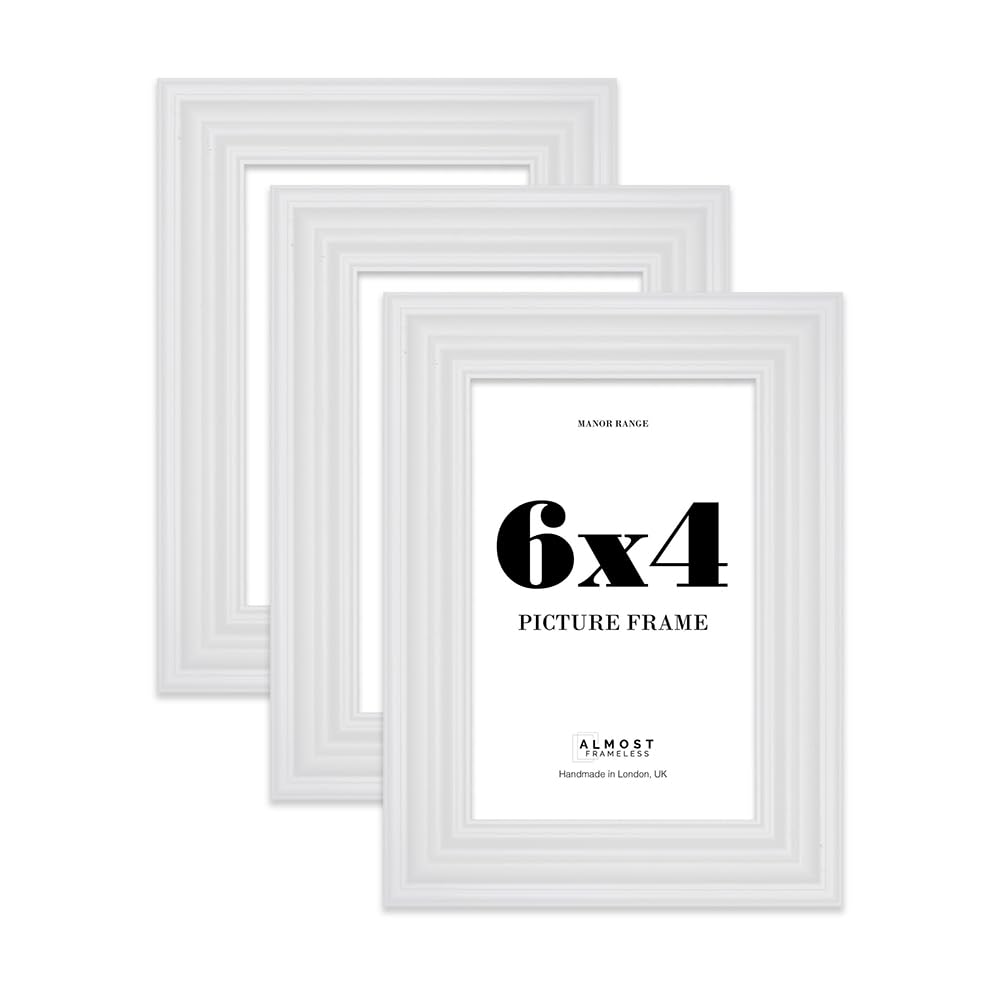 6x4 Picture Frame, Display 6x4 Pictures (10.2 x 15.2cm) - Ice White Distinctive 42mm Edge Frame for Home Décor - 3 Pack