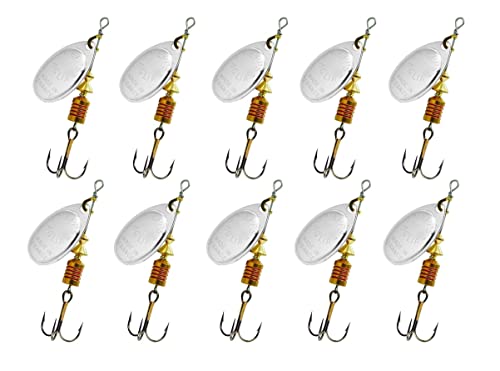 Cuiller Tournante A Palette Ovale - Mepps Aglia Lot De 10 No2-4,5G - Argent