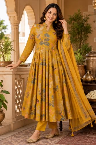 Image of KD Women's Cotton Printed Kurta Set with Pants & Dupatta | Elegant Ethnic Wear for Women | Floral Print |