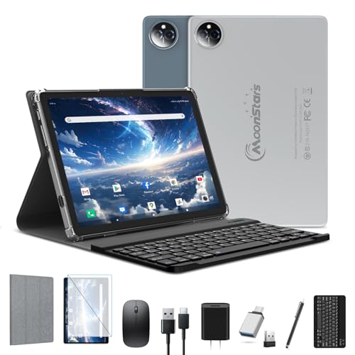 Image of 2025 10.1 Inch Android 14 Tablet, 128GB ROM+14(8+6)GB RAM /512GB Expandable, Octa-Core Tablet, Dual 4G Cellular Tablets with Keyboard, 13MP+8MP Camera, 8000mAh Battery, 5G WiFi /Bluetooth 5.0 /GPS