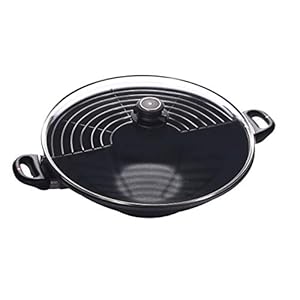 Swiss Diamond 14″ (7 Qt) Nonstick Induction Wok HD Nonstick Diamond Coated Aluminum Wok, Includes Lid – PFOA Free, Dishwasher Safe and Oven Safe Grey…