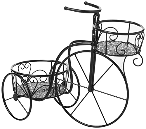 Pure Garden Hw1500188 Tricycle Plant Stand Â– 2-Tiered Indoor Or Outdoor Decorative Vintage-Look Metal Display For Patio, Deck, Home Or Lawn, Matte Black #TOP15