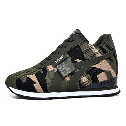 ESXGED Women's Fashion Camouflage Platform Canvas Sneakers Girl's Invisible Wedges Increase Heel Mesh-Cloth Casual Shoes2