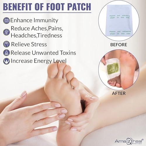 Image of AMAZHEAL Premium Detox Foot patches, Cleansing Toxin Remover Foot Pad, Stress Relief Sleep Patch, For Men And Women, 20 Count. (Pack Of 2)