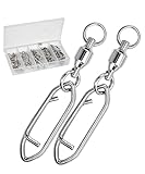 Uxwuy Ball Bearing Swivel with Speed Clips Snap Kit 22pcs - Sizes 0#- 4# Heavy Duty Stainless Steel Polished Silver Fishing Swivels Snaps, 44LB-99LB Saltwater Freshwater Fishing Lure Quick Clips