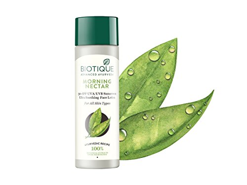 Image of Biotique Bio Dandelion Visibly Ageless Serum, 40 Ml And Bio Morning Nectar Sunscreen For All Skin Types Ultra Soothing Face Lotion, Spf 30+, 120Ml, Pack Of 1