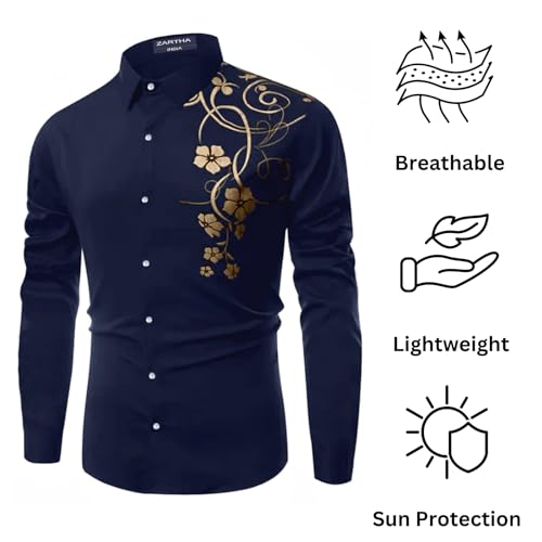 Image of Men's Solid Cotton Regular Fit Full Sleeve Collared Neck Casual Shirt for Men Stylish Latest, Formal