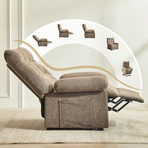 Roomark Relaxsessel Elektrisch mit 3 Motoren,Fernsehsessel mit Liegefunktion,Sessel mit Aufstehhilfe für Senior,Seniorensessel mit Fernsteuerung,TV Sessel Wohnzimmer,relaxliege,Recliner Chair (Braun)