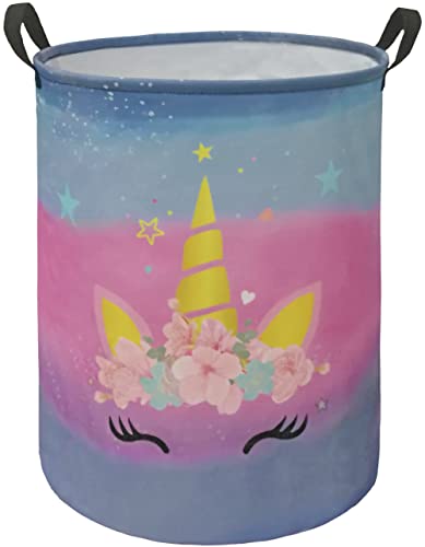 Image of Kids Hamper Girls Unicorn Room Decor,Storage Bins Organizer Toy Box Laundry Basket Large Canvas Collapsible Chest for Home /Dorm /Kitchen /Pet /Office /Closet /Shelf /Gift Baskets