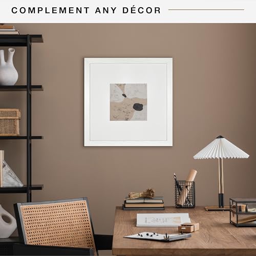 MCS Studio Gallery 16x16 Matted Photo Frame with 8x8 Picture Display, White Woodgrain Vertical & Horizontal Wall Hanging Large Picture Frame for Photos & Art Prints (1-Pack)