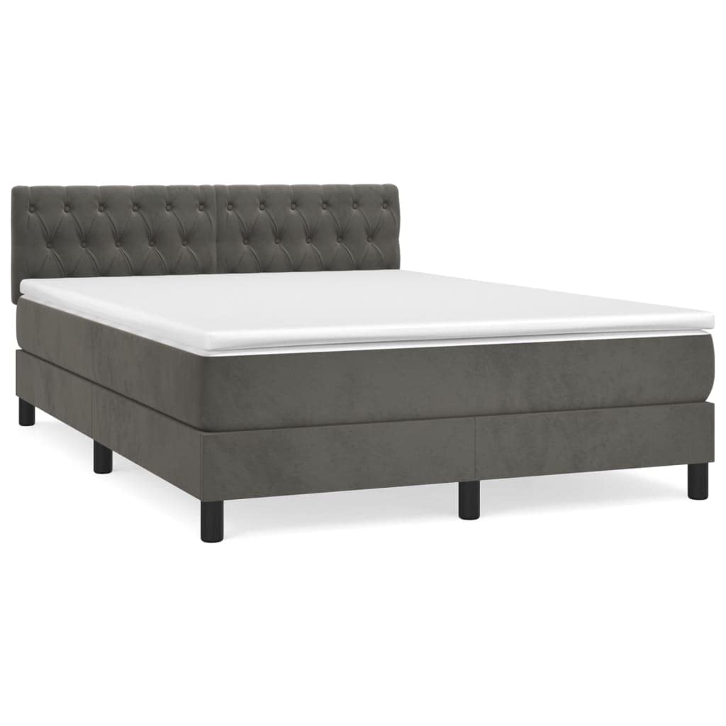 Willood Boxspringbett mit Matratze Dunkelgrau 140x200 cm SamtKnopfheftung Design