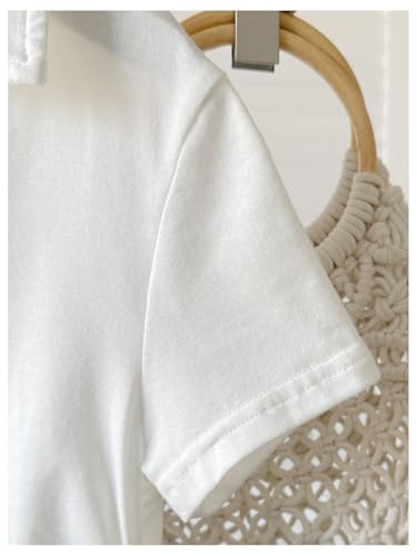 Girl's Short Sleeve Ruched T Shirts Collared V Neck Fitted Golf Shirt Basic Summer Tops3