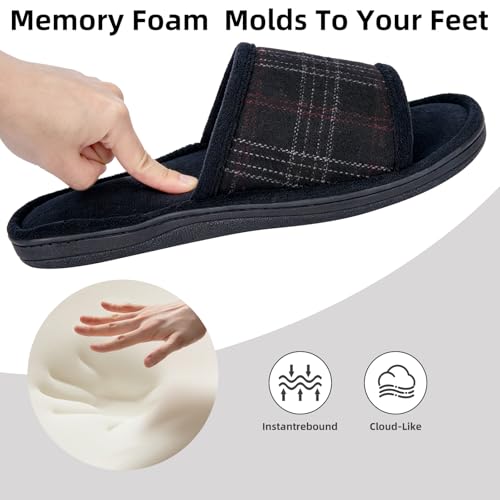 Image of Magtoe House Slippers for Men Open Toe Soft Comfortable Indoor Slip on Mens Slides Sandals Memory Foam for Bedroom Spa Living Room, All Seasons